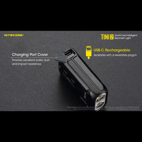 Nitecore TINI2 Nøgleringslampe - Sort - 500lm