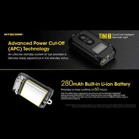 Nitecore TINI2 Nøgleringslampe - Sort - 500lm