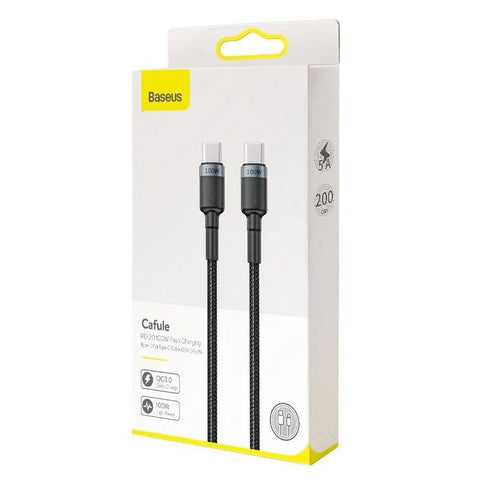 Baseus Cafule USB-C kabel PD 2.0 / QC3.0, 100W, 20v/5A, 2m - Sort