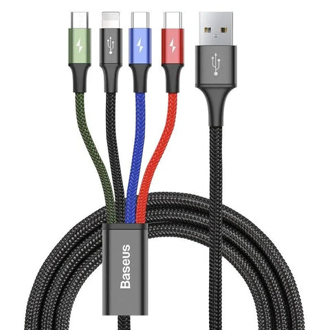 Baseus Rapid Series 4-i-1, USB-kabel 3.5A, 1.2m - Multi, 2xUSB-C / Lightning / MicroUSB