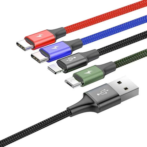 Baseus Rapid Series 4-i-1, USB-kabel 3.5A, 1.2m - Multi, 2xUSB-C / Lightning / MicroUSB