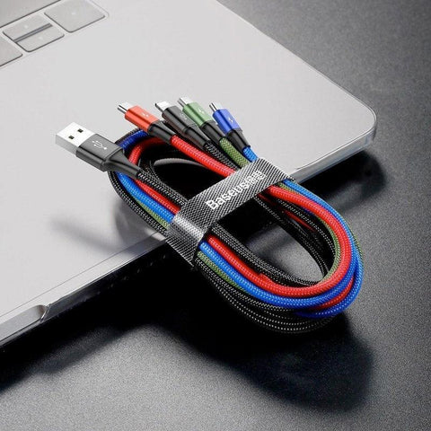 Baseus Rapid Series 4-i-1, USB-kabel 3.5A, 1.2m - Multi, 2xUSB-C / Lightning / MicroUSB