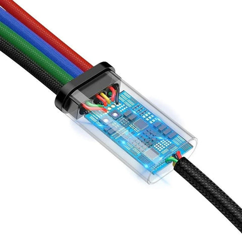 Baseus Rapid Series 4-i-1, USB-kabel 3.5A, 1.2m - Multi, 2xUSB-C / Lightning / MicroUSB