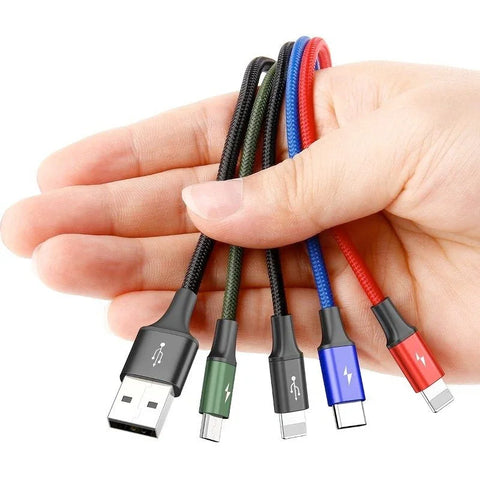 Baseus Rapid Series 4-i-1, USB-kabel 3.5A, 1.2m - Multi, USB-C / 2 x Lightning / MicroUSB