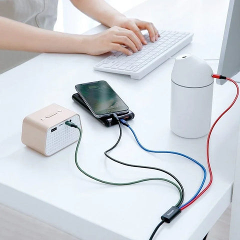 Baseus Rapid Series 4-i-1, USB-kabel 3.5A, 1.2m - Multi, USB-C / 2 x Lightning / MicroUSB