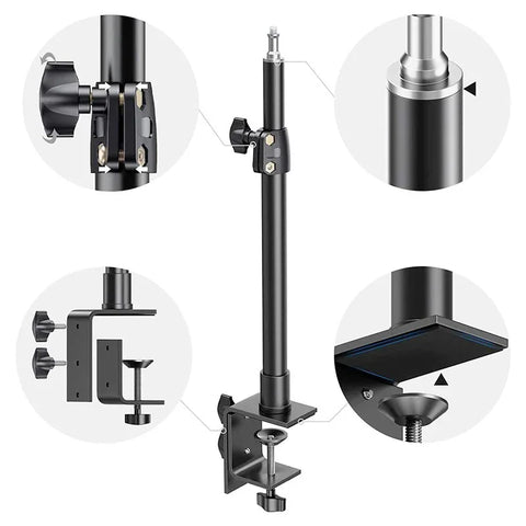 Stativ med 1/4" skrue, Bordklemme 350-610mm - Aluminium