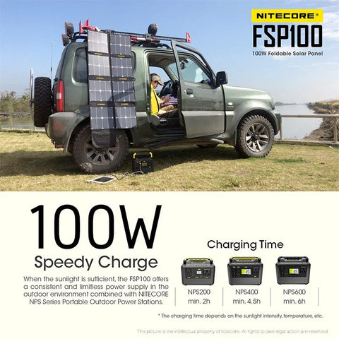 Nitecore FSP100 Foldbart Solpanel 100W - Bærbart Solpanel 100W
