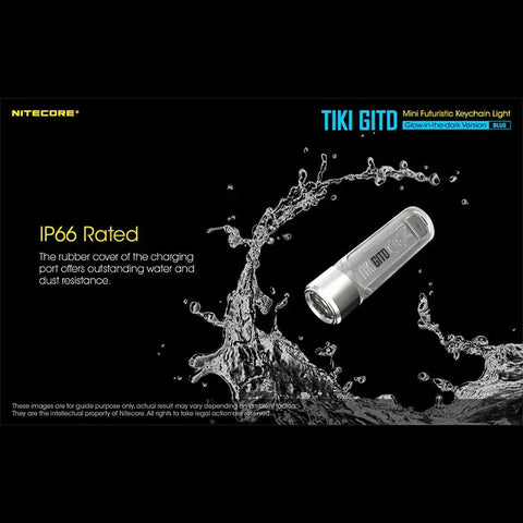 Nitecore TIKI GITD Blå Nøgleringslampe USB-C - 300lm