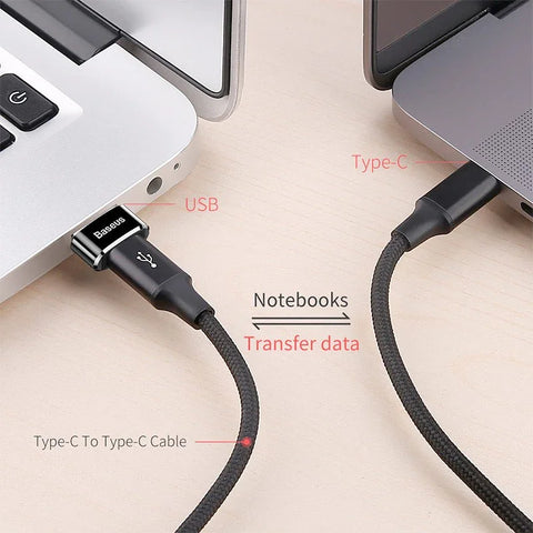 Baseus Adapter USB-C til USB-A, 5A - Sort