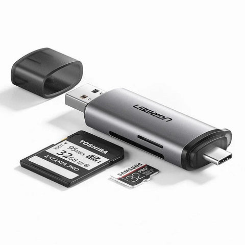 Ugreen USB-C / USB-A kortlæser - Hukommelseskortlæser med dobbelt USB-forbindelse - 5 Gbps