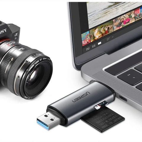Ugreen USB-C / USB-A kortlæser - Hukommelseskortlæser med dobbelt USB-forbindelse - 5 Gbps