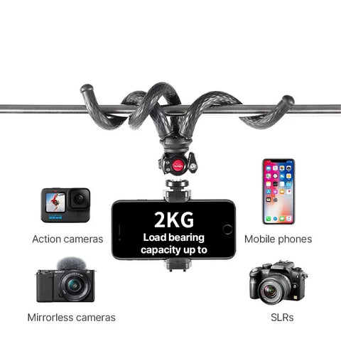 Ulanzi FT-01 Stativ fleksibelt 360 graders kuglehoved 1/4" skrue / Mobilholder / Tilbehørssko - Octopus