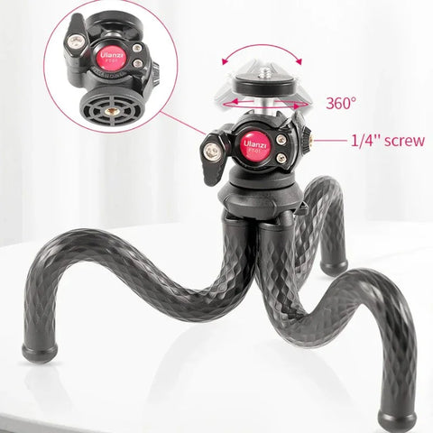 Ulanzi FT-01 Stativ fleksibelt 360 graders kuglehoved 1/4" skrue / Mobilholder / Tilbehørssko - Octopus