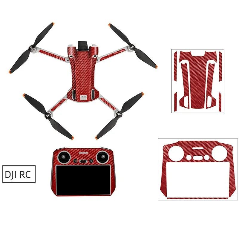 Klistermärke / Skin till DJI Mini 3 Pro + RC - Röd - Action King
