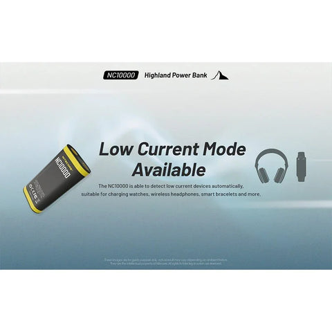 Nitecore NC10000 Highland Powerbank - Bærbart batteri Dual LED - 10000mAh, 1xUSB-C, QC 3.0 / PD 20W, 5V, 3A