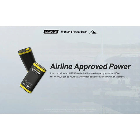 Nitecore NC10000 Highland Powerbank - Bærbart batteri Dual LED - 10000mAh, 1xUSB-C, QC 3.0 / PD 20W, 5V, 3A