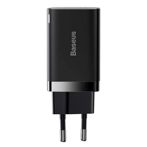 Baseus Super Si Pro Quick Charger - Vægoplader - Hurtigoplader QC3.0 / PD 30W - 100-240V til USB - 2xUSB Type A/C - Sort