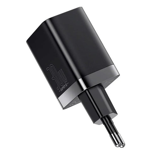 Baseus Super Si Pro Quick Charger - Vægoplader - Hurtigoplader QC3.0 / PD 30W - 100-240V til USB - 2xUSB Type A/C - Sort