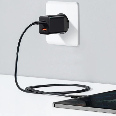 Baseus Super Si Pro Quick Charger - Vægoplader - Hurtigoplader QC3.0 / PD 30W - 100-240V til USB - 2xUSB Type A/C - Sort