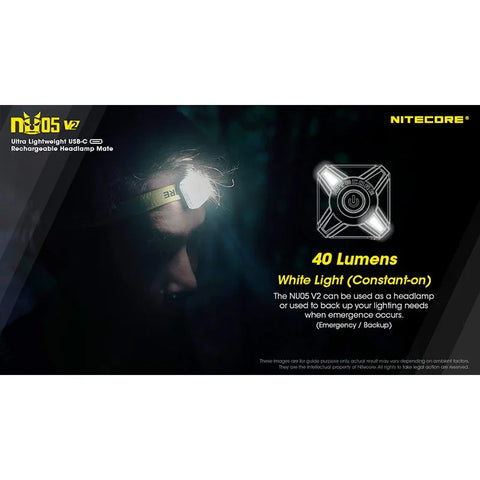 Nitecore NU05 V2 Pandelampe Mate - 40lm