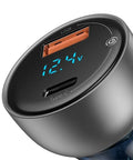 Baseus Particular Digital Display Car - Snabbladdare Bil QC4+ / PPS 65W - 2xUSB Typ A/C, Med Display - Grå - Action King