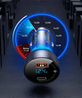 Baseus Particular Digital Display Car - Snabbladdare Bil QC4+ / PPS 65W - 2xUSB Typ A/C, Med Display - Grå - Action King