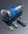 Baseus Particular Digital Display Car - Snabbladdare Bil QC4+ / PPS 65W - 2xUSB Typ A/C, Med Display - Grå - Action King