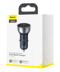 Baseus Particular Digital Display Car - Snabbladdare Bil QC4+ / PPS 65W - 2xUSB Typ A/C, Med Display - Grå - Action King