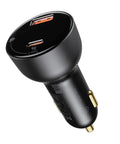 Baseus Supreme Digital Display Car - Snabbladdare Bil PPS 100W - 2xUSB Typ A/C, Med Display - Svart - Action King