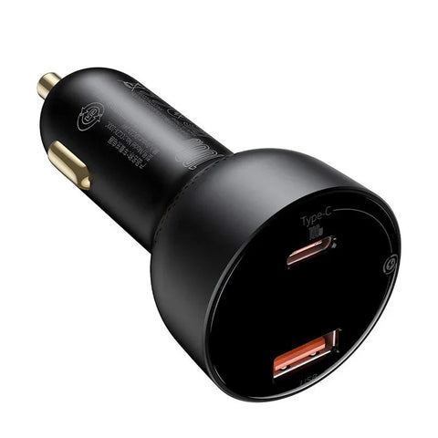 Baseus Supreme Digital Display Bil - Hurtig Oplader Bil PPS 100W - 2xUSB Type A/C, Med Display - Sort