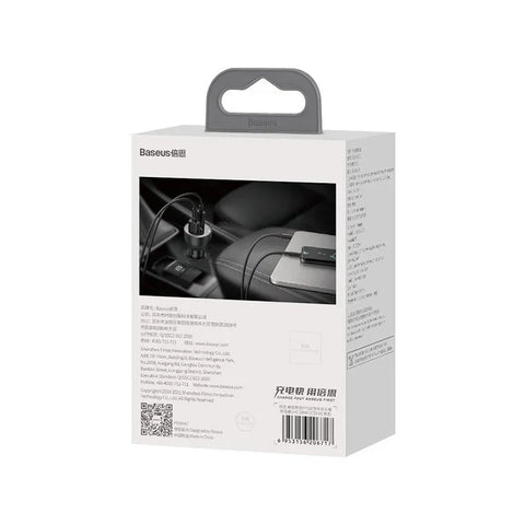 Baseus Supreme Digital Display Bil - Hurtig Oplader Bil PPS 100W - 2xUSB Type A/C, Med Display - Sort