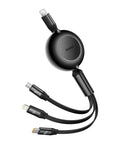 Baseus Bright Mirror 2 retractable cable 3-in-1, USB-C kabel 100W, 1.1m - Multi, USB-C / Lightning / MicroUSB - Action King