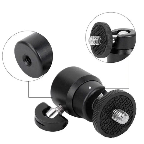 Kugleledsbeslag Mini 360°, 1/4" - Aluminium