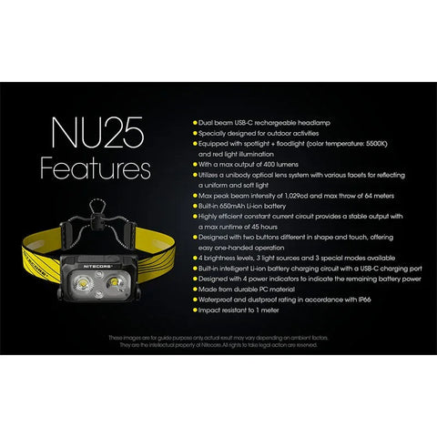 Nitecore NU25 V2 Pandelampe Dobbeltstråle - 400lm