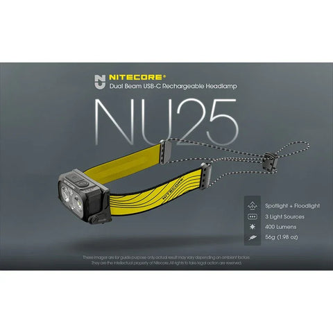 Nitecore NU25 V2 Pandelampe Dobbeltstråle - 400lm