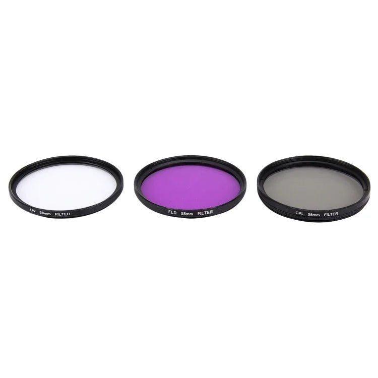 JUNESTAR 3 in 1 Proffesional 58mm Lens Filter(CPL + UV + FLD / Purple) for GoPro & Xiaomi Xiaoyi Yi Sport Action Camera - Action King