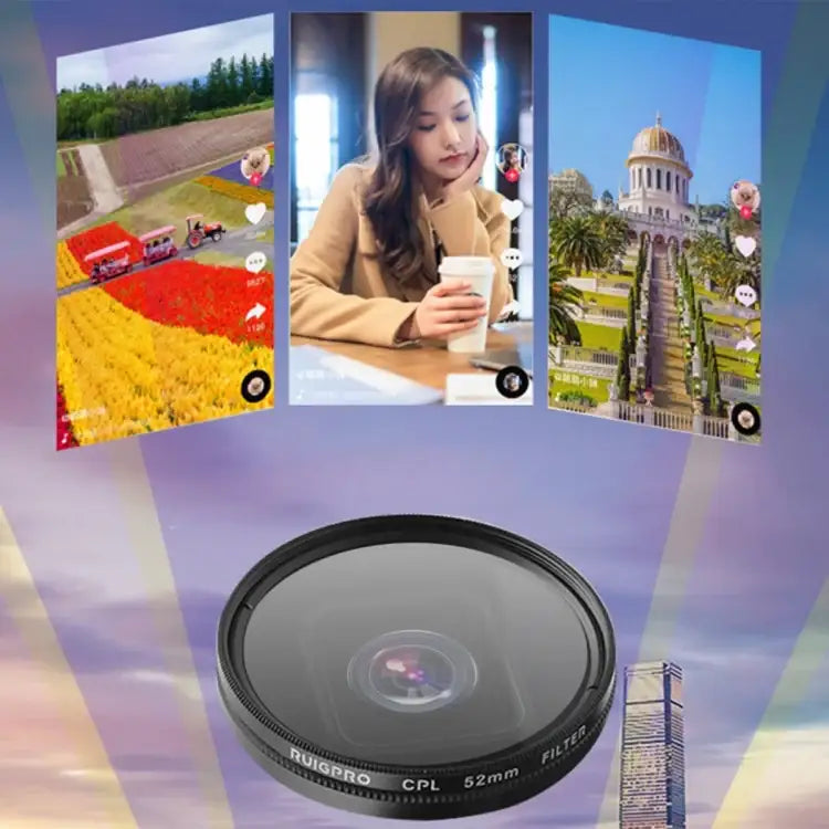 RUIGPRO for GoPro HERO10 Black / HERO9 Black Professional 52mm CPL Lens Filter with Filter Adapter Ring & Lens Cap - Action King