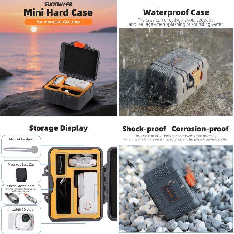 For Insta360 GO Ultra Sunnylife Mini Travel Box Waterproof Carrying Box Shock-proof Hard Shell - Action King