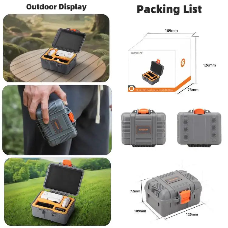For Insta360 GO Ultra Sunnylife Mini Travel Box Waterproof Carrying Box Shock-proof Hard Shell - Action King