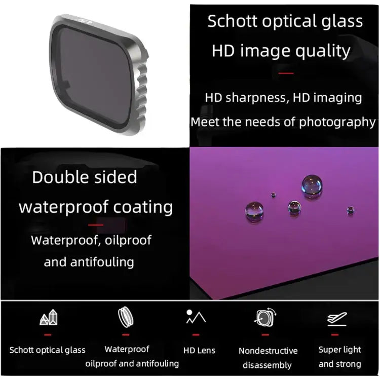 JSR KS CPL + ND8 + ND16 Lens Filter for DJI Air 2S, Aluminum Frame - Action King