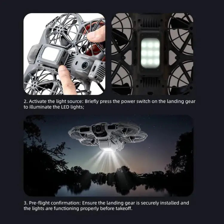 DJI Neo 2 STARTRC LED Light landningsställ, höjer drönaren inför mörkerlandning.
