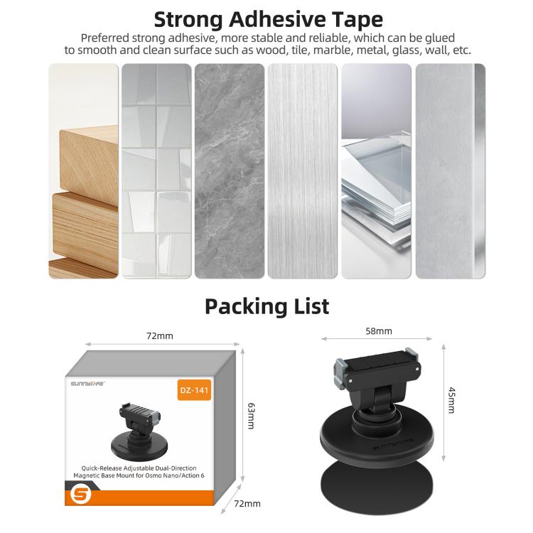 Magnetisk hurtigmontering til Osmo Action 6 og Osmo Nano