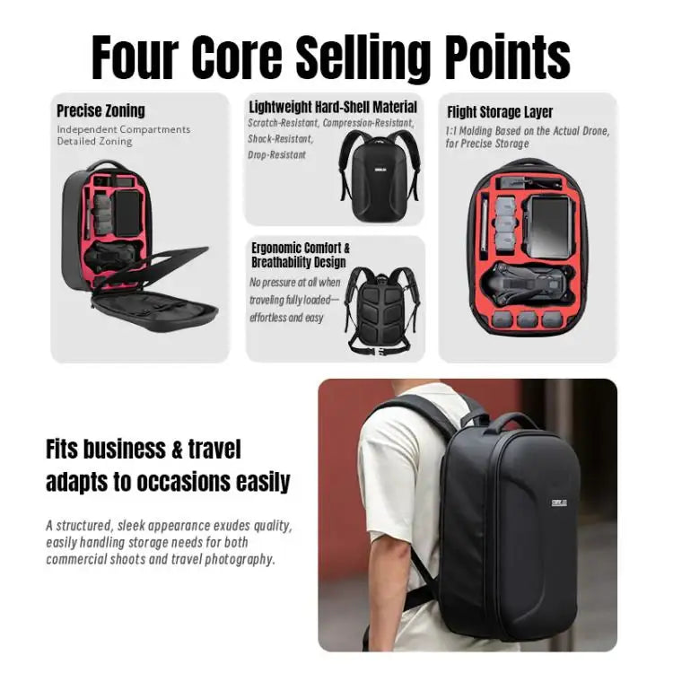 STARTRC Drönarryggsäck hardskal för DJI drönare, skyddande och rymlig.