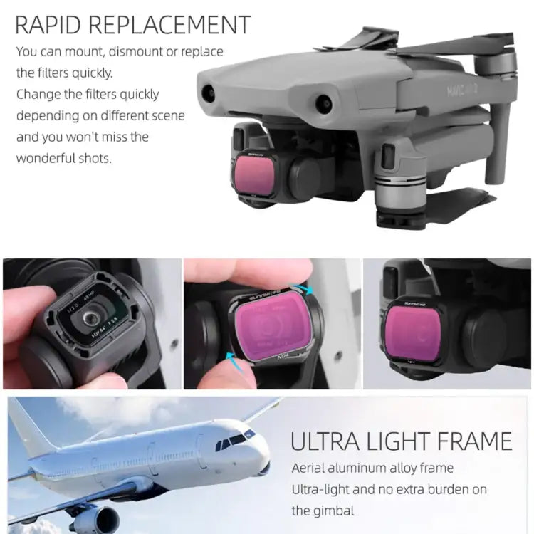 Sunnylife AIR2-FI9282 For DJI Mavic Air 2 ND16-PL Coating Film Lens Filter - Action King