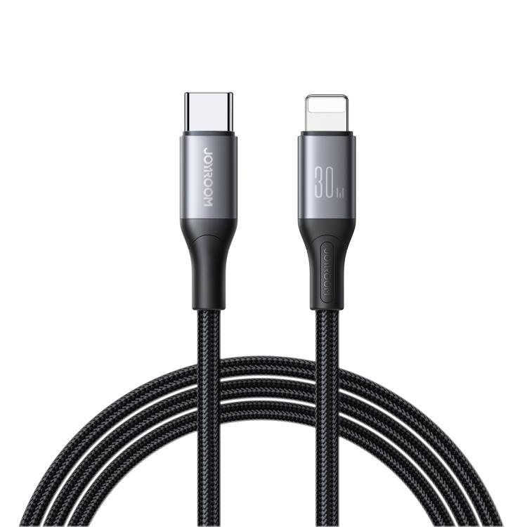 JOYROOM USB-C Laddkabel för Snabbladdning 60W, svart, närbild från sidan.