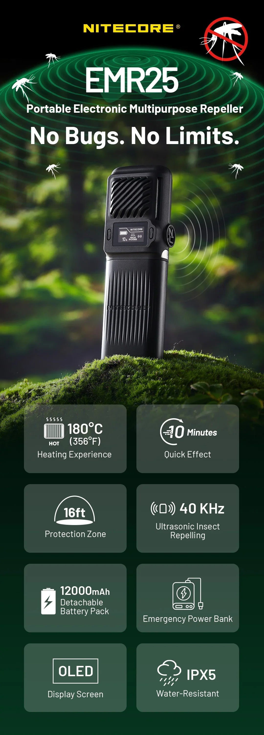 Nitecore EMR25 myggskydd med powerbank - Action King