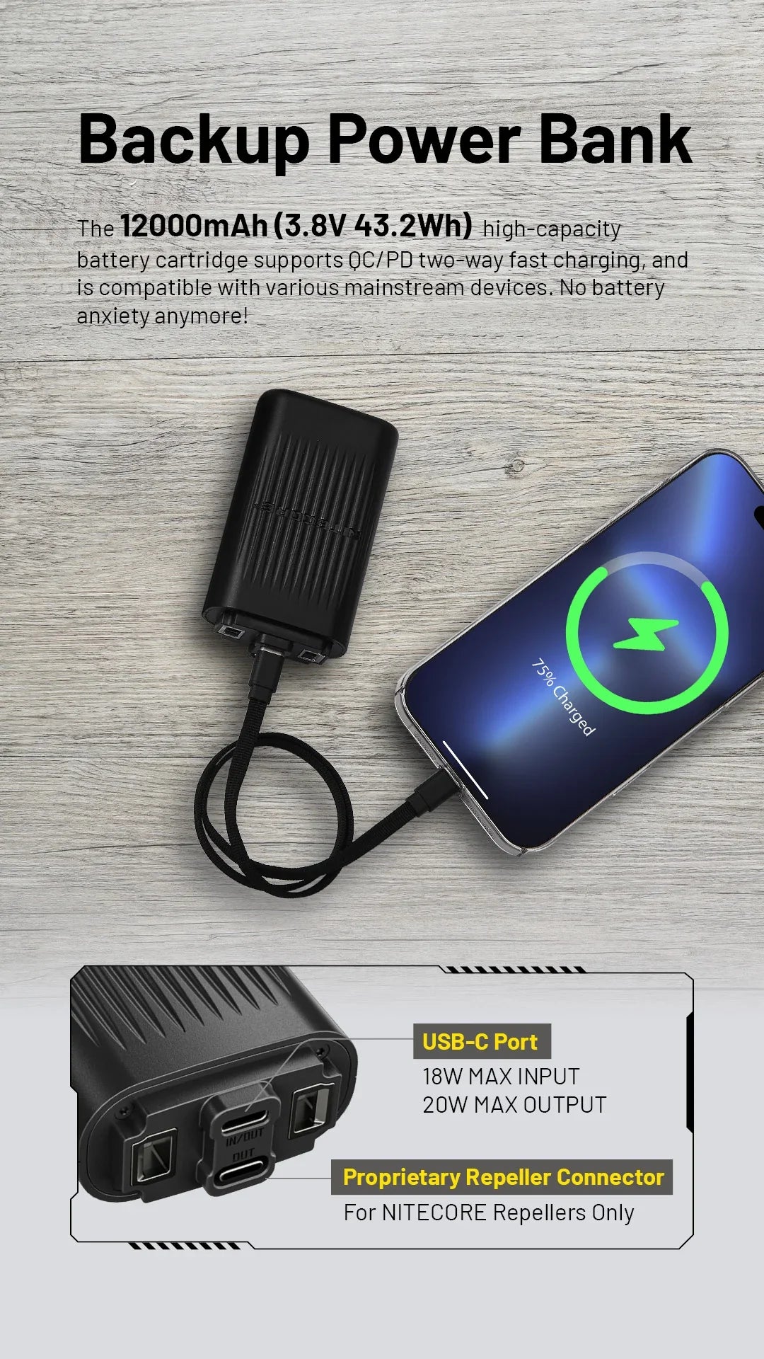 Nitecore EMR25 myggskydd med powerbank - Action King