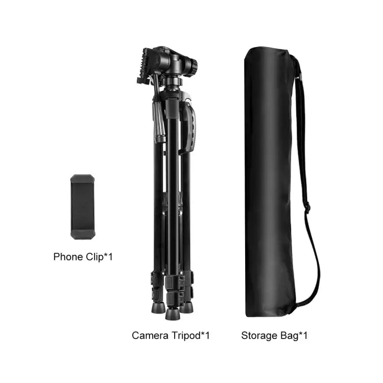 PULUZ aluminium stativ med telefonhållare, 55-139cm, med 3D-huvud. Perfekt för vloggning.