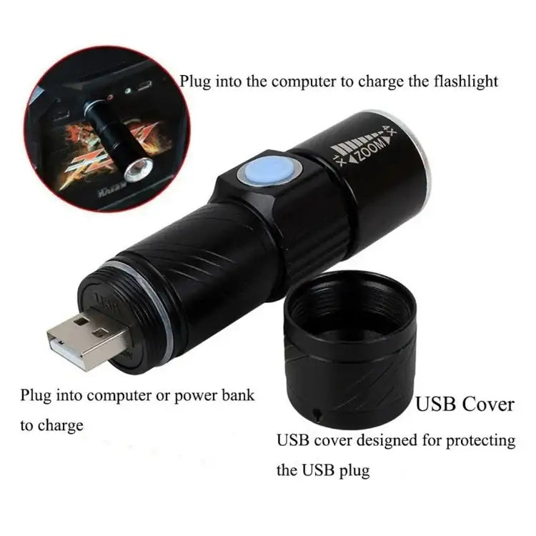 Cree ficklampa med zoom S-LED-7603B, justerbar ljuskägla och kraftfullt LED-ljus.