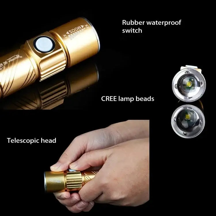 Cree Q5 LED ficklampa med zoom. Kraftig, stark & bra led ficklampa att köpa.